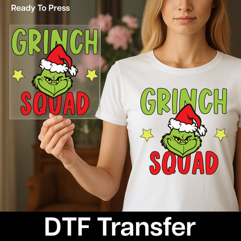 Funny Grinch Squad Christmas DTF Transfer for Family Shirts & Hoodies - Ready To Press Holiday Apparel