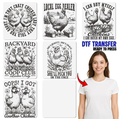 Local Egg Dealer Funny Rustic Farm Chicken DTF Transfer for T-Shirts & Apparel - Ready to Press Iron-On for Farm Enthusiasts