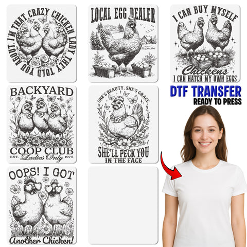 Local Egg Dealer Funny Rustic Farm Chicken DTF Transfer for T-Shirts & Apparel - Ready to Press Iron-On for Farm Enthusiasts