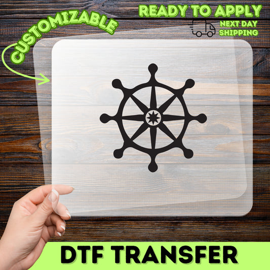 Vintage Nautical DTF Transfer - Cute Ship Wheel Design Ready to Press for Beach Vacation Group T-Shirts & Apparel