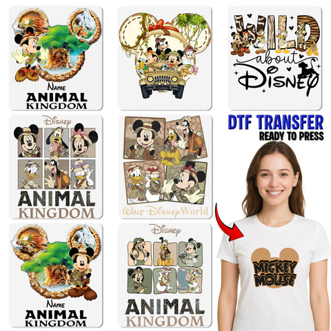 Adventure Cartoon Safari DTF Transfer Ready to Press Iron-On for Family Outings & Funny Group T-Shirts