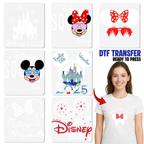Cute Disney Squad Minnie Mouse DTF Transfer, Mommy Matching Family Disney Shirt Iron-On, Ready to Press Theme Park Apparel
