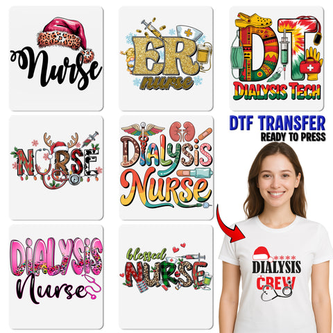 Cute Christmas Dialysis Nurse DTF Transfer - Ready To Press Festive Nurse Apparel, Iron-On Holiday Wear for Healthcare Workers