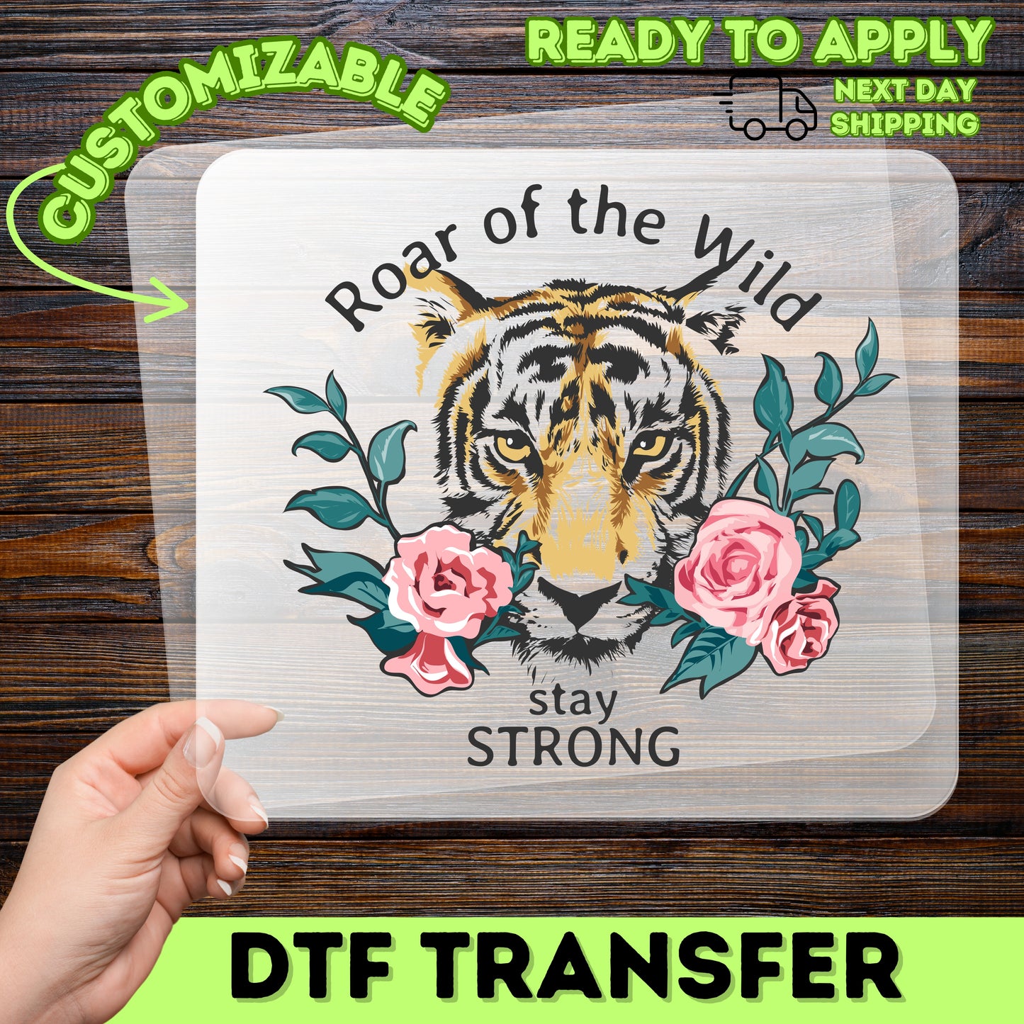 Roar of the Wild Tiger DTF Transfer Inspirational Boho Chic Nature Shirt for Motivational Apparel