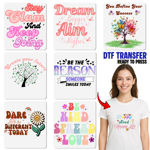 Whimsical Floral Butterfly Motivational DTF Transfer for Personal Growth Apparel & Nature Lover Shirts