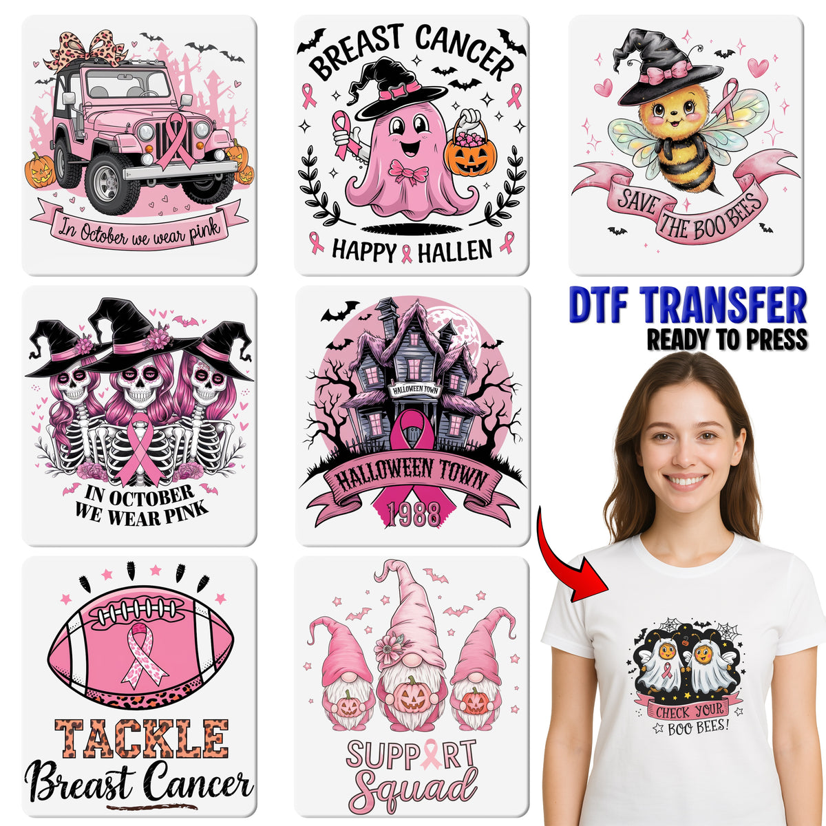 Empowering Pink Boxing Glove Breast Cancer Awareness DTF Transfer T-shirt Iron-On for October Support