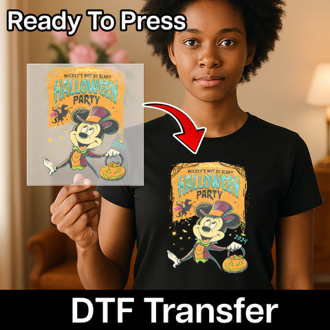 Mickey's Not So Scary Halloween Party 2024 Cute DTF Transfer Iron-On for Family T-Shirt & Disney Fans
