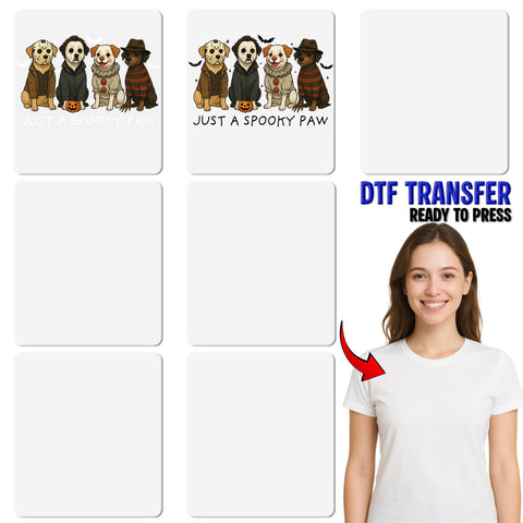 Cute Halloween Dogs DTF Transfer, Funny Horror Parody Iron-On for Pet Lovers, Ready To Press DTF for Shirts
