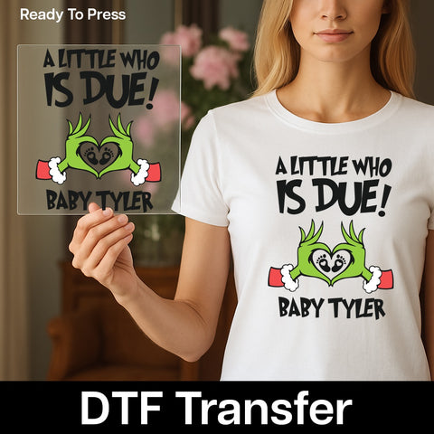 Funny Christmas Pregnancy Announcement DTF Transfer, Dr. Seuss Xmas Iron-On Ready To Press for Holiday Shirts, Cute Family Reveal Apparel
