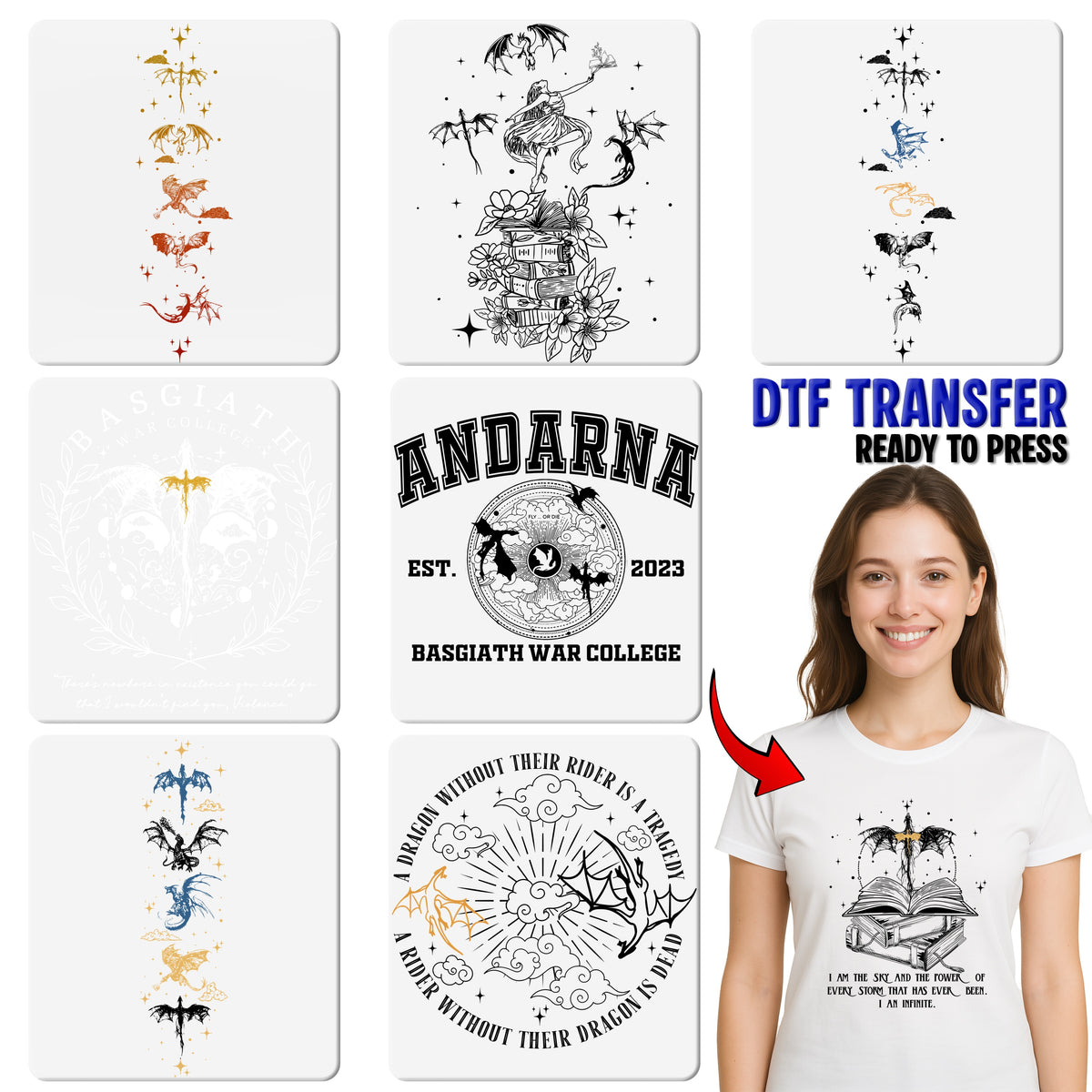 Fantasy Dragon Magic DTF Iron-On Transfer for Apparel, Retro Mystical Design for Group Celebrations, Halloween Shirt Art