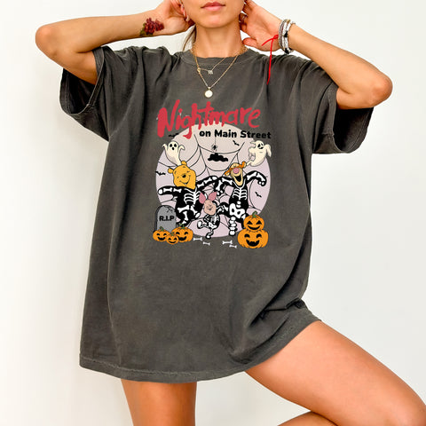 Funny Halloween Cartoon Characters DTF Transfer - Nightmare on Main Street Ready To Press Iron-On for Kids & Family Apparel