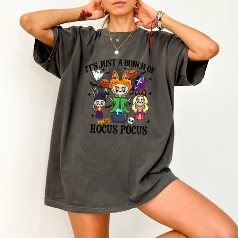 Cute Halloween Cartoon Witch & Spooky Motif DTF Transfer for Apparel - Family & Party Ready Iron-On Design