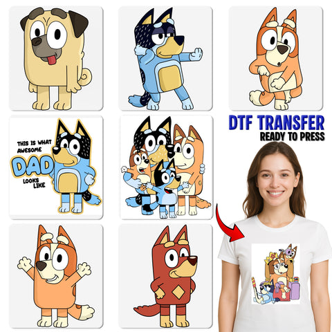 Cute Cartoon Family DTF Transfer for Shirts & Apparel Ready to Press for Fun Celebrations & Family Gatherings