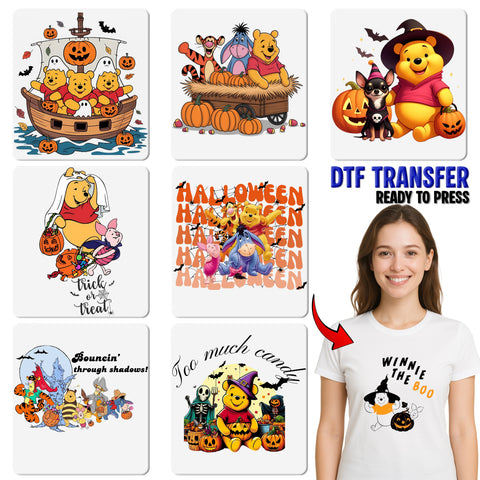 Cute Halloween Bears in Boat DTF Transfer Iron-On | Ready To Press Halloween T-Shirt Transfer for Family Fun & Disney Fans