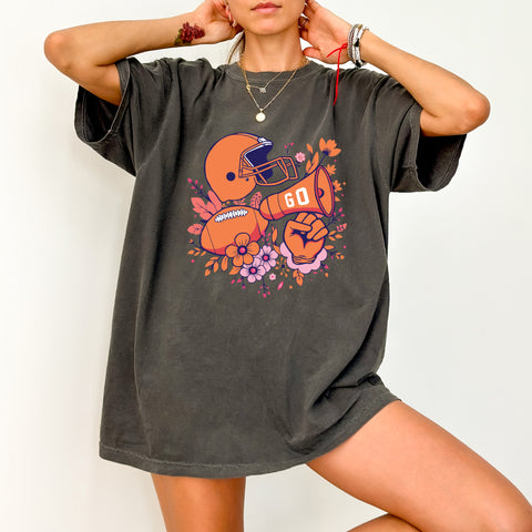 Cute Football Celebration DTF Transfer | Retro Floral SporTshirt Ready To Press | Go Team Spirit for Football Fans & Cheerleaders