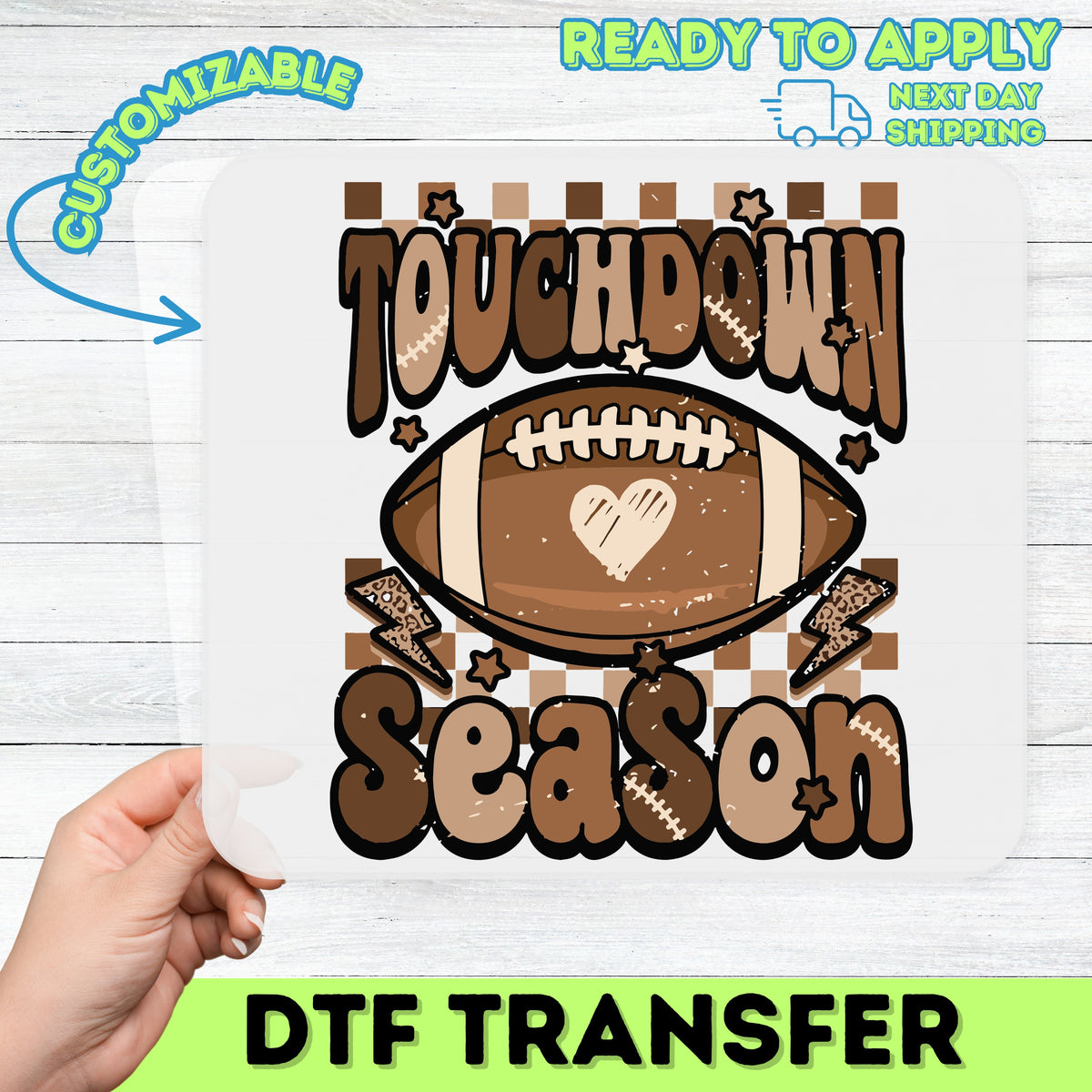 Retro Football Touchdown Season DTF Transfer for Family Apparel & Sports Fans, Game Day Shirts & Cute Tailgate Outfits