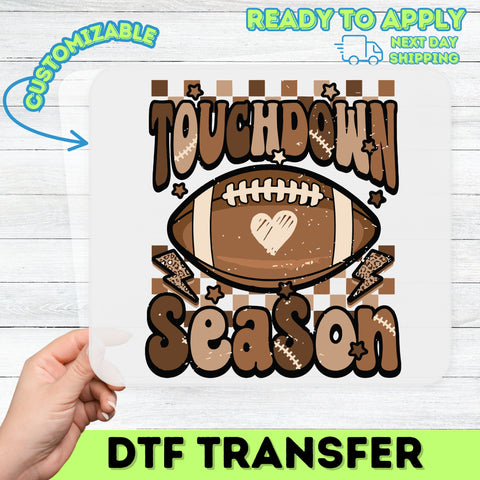 Retro Football Touchdown Season DTF Transfer for Family Apparel & Sports Fans, Game Day Shirts & Cute Tailgate Outfits