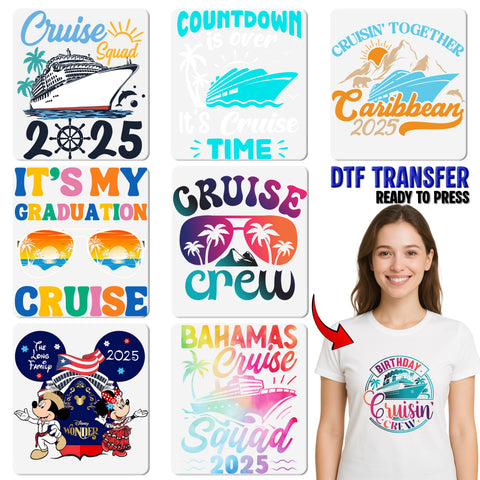 Cruise Vacation Nautical Anchor & Sailboat DTF Transfer - Ready to Press Cute Family Group Cruise T-shirt Design