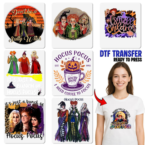 Funny Halloween Witches DTF Transfer Retro Halloween Iron-On for T-shirt Cult Classic Costume Apparel Ready To Press