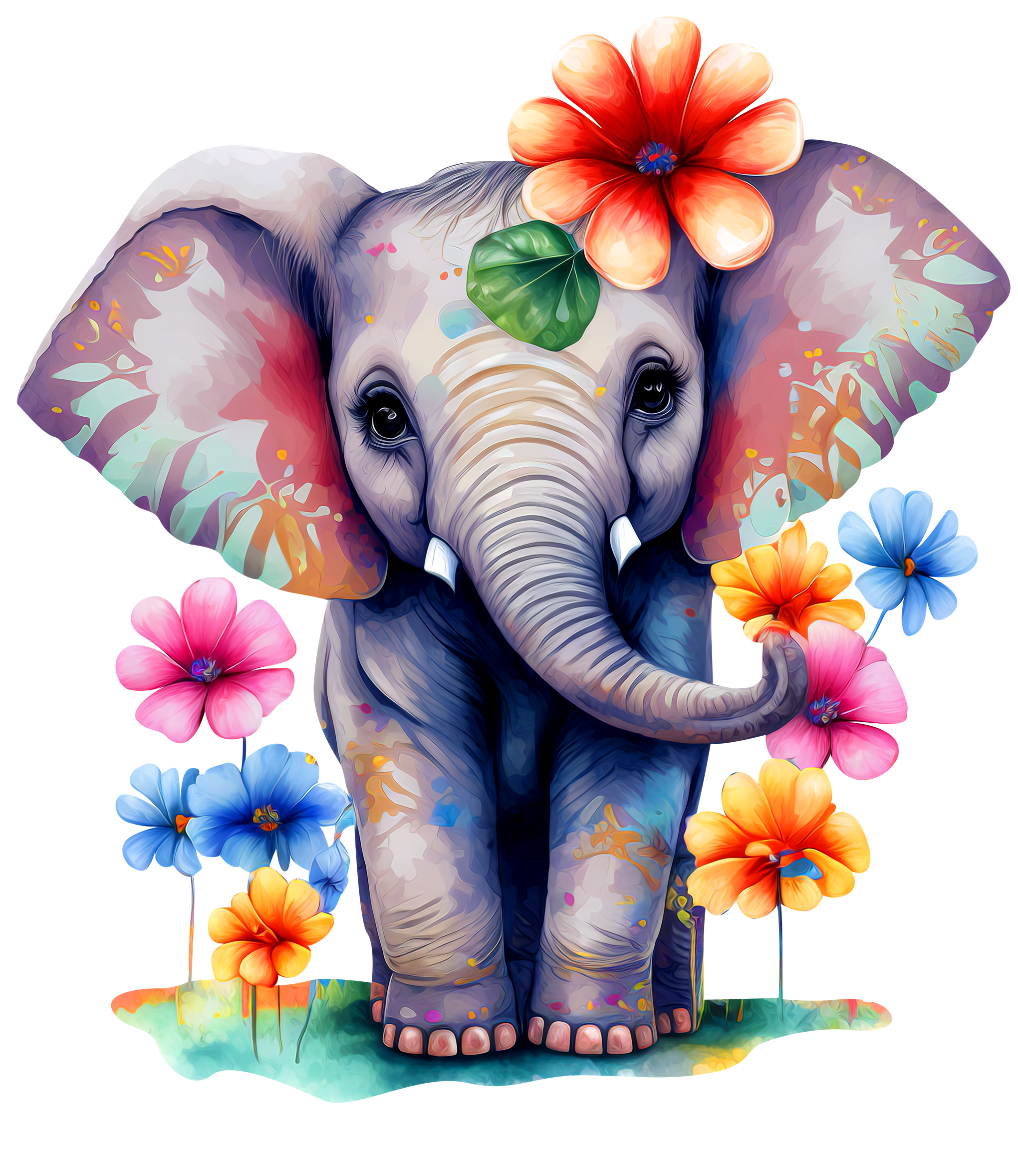Cute Toddler Girl Shirts, Funny Elephant Onesie®, Floral Animal Youth T-Shirts, Trendy New Baby Gifts, Gifts for Kids, Flower Baby Clothing