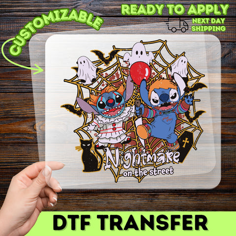 Cute Horror Character Halloween Mashup DTF Transfer Iron-On Ready To Press Nightmare T-shirt for Pop Culture Fans