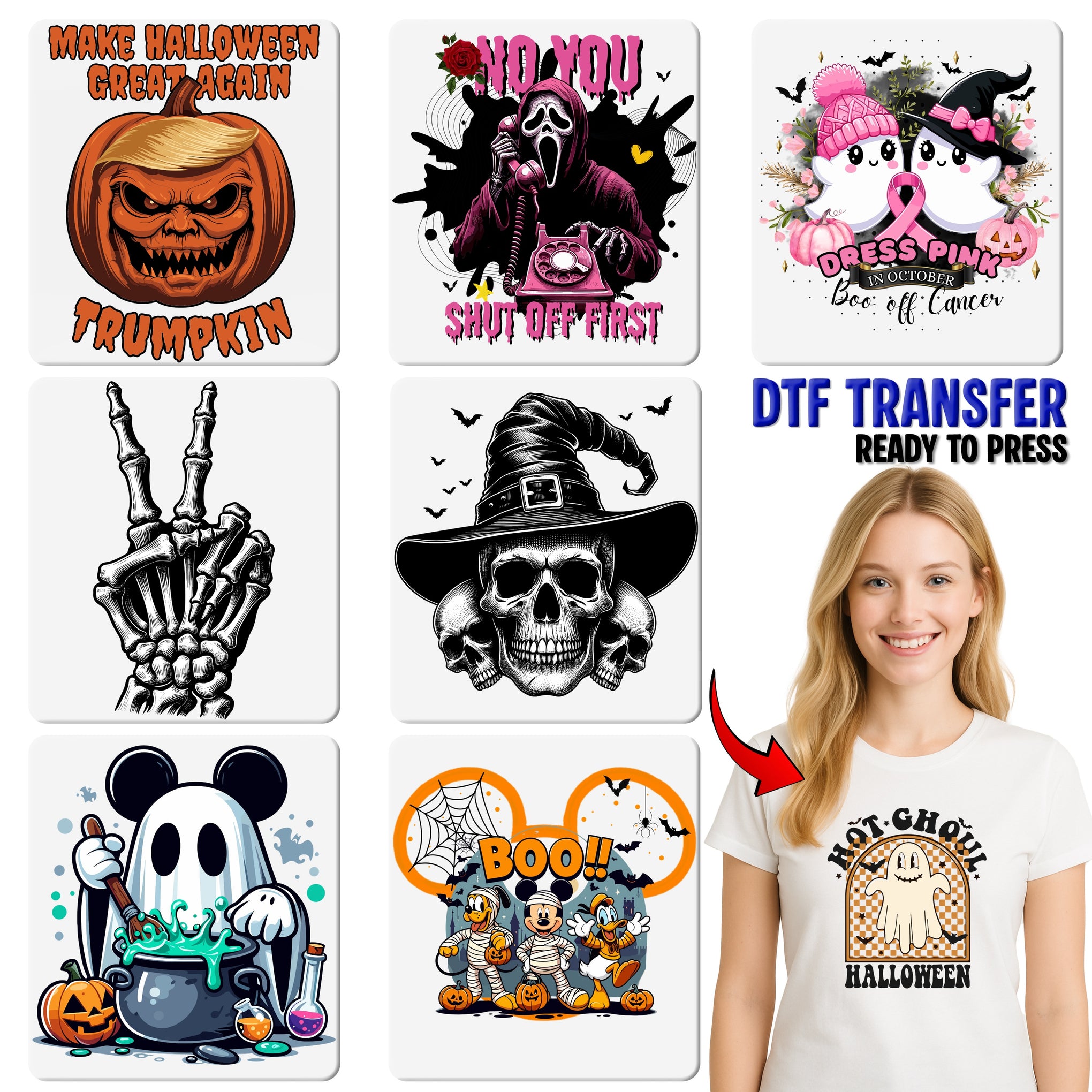 Cute Cowboy Ghost DTF Transfer Iron-On for Halloween Apparel - Ready to Press Seasonal Fun for Moms & Teachers