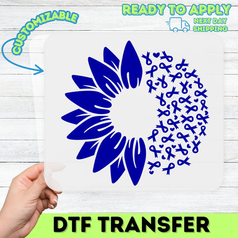 Sunflower & Blue Awareness Ribbon DTF Transfer for Apparel – Supportive Design for Cause Events & Awareness Apparel