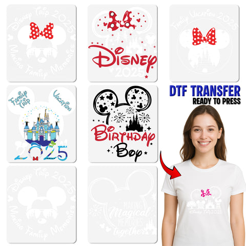 Cute Family Disney Trip 2025 DTF Transfer | Ready To Press Polka Dot Fun Iron-On for Family Reunion & Group Travel Shirts