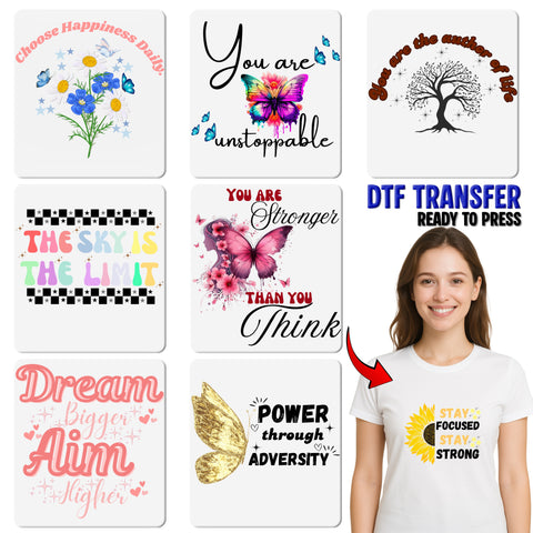 Choose Happiness Daily Floral Daisies & Butterflies Cute DTF Transfer for Whimsical Positive Quote T-Shirt Apparel