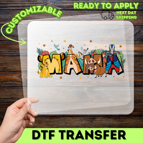 Cute Cartoon Jungle Animal Ready To Press DTF Transfer for Family Matching Shirts - Ideal for Kids' Birthdays