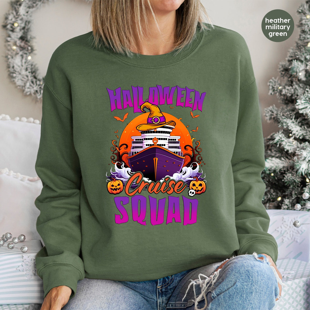Iron-On Halloween Cruise Squad DTF Transfer - Funny & Festive Witch Character Ready To Press for T-shirts & Hoodies - Group Apparel