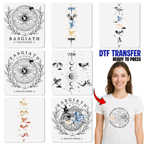 Epic Dragon Rider Gothic War College DTF Transfer for T-Shirt & Apparel - Fantasy Fans & Cosplay Medieval Theme Iron-On