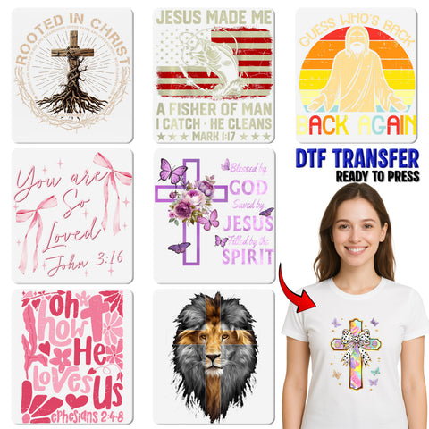Christian Faith Roots DTF Transfer Iron-On Ready to Press Rustic Vintage Cross Apparel for Church Groups & Retreats