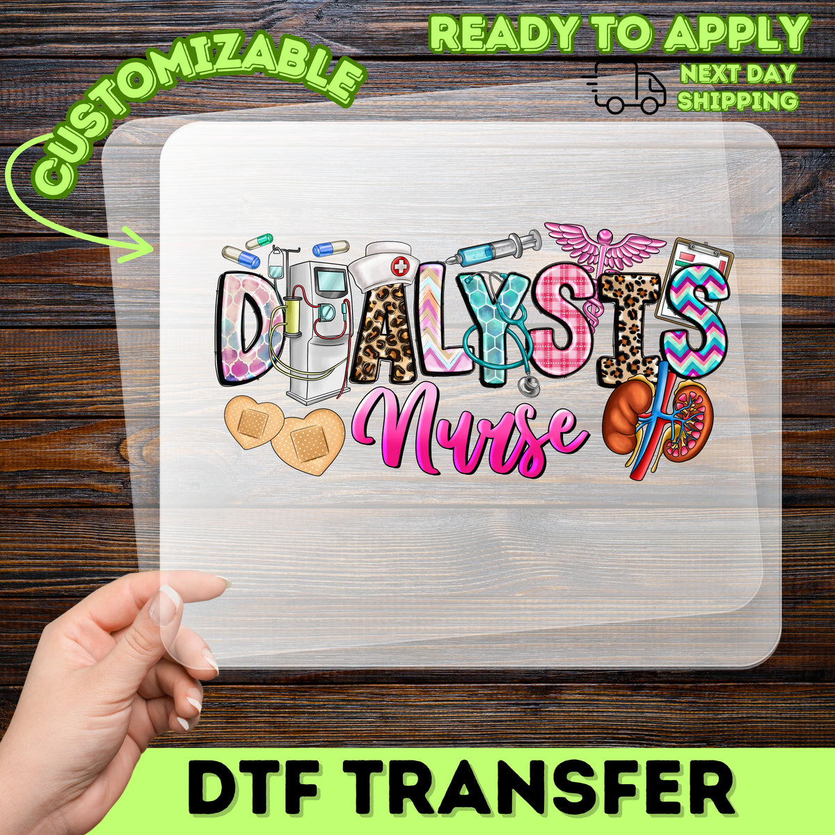 Cute Nurse Appreciation DTF Transfer for Healthcare Workers, Ready to Press Iron-On Design for Shirts & Hoodies