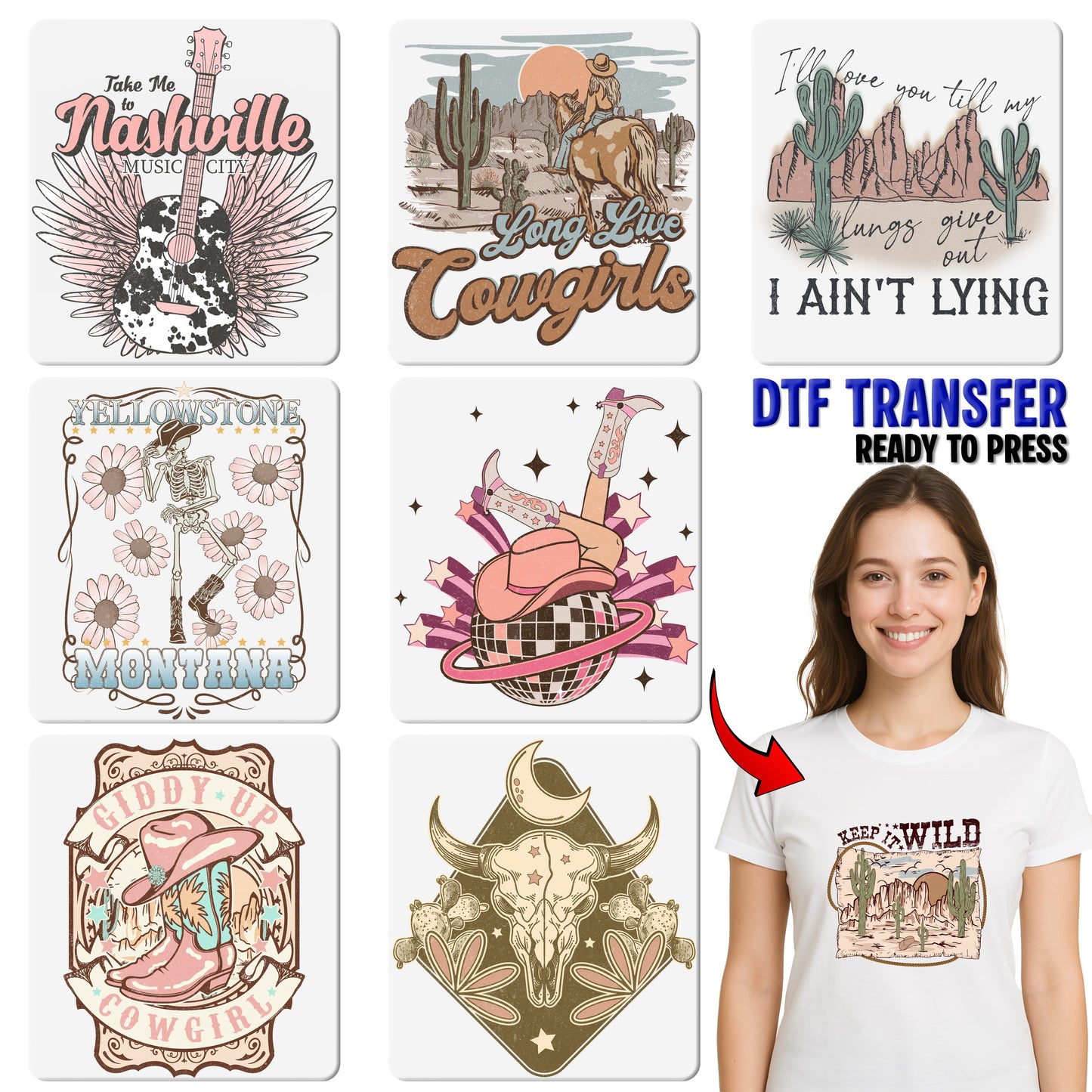 Retro Western Cowgirl DTF Transfer Ready to Press Long Live Cowgirls Apparel Shirt Rodeo Western Event Gift