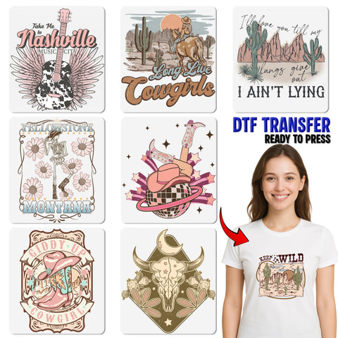 Retro Western Cowgirl DTF Transfer Ready to Press Long Live Cowgirls Apparel Shirt Rodeo Western Event Gift
