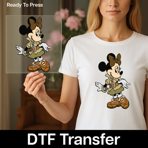 Cute Explorer Cartoon Character DTF Transfer Ready To Press T-Shirt Kids Party Outfit Family Vacation Apparel