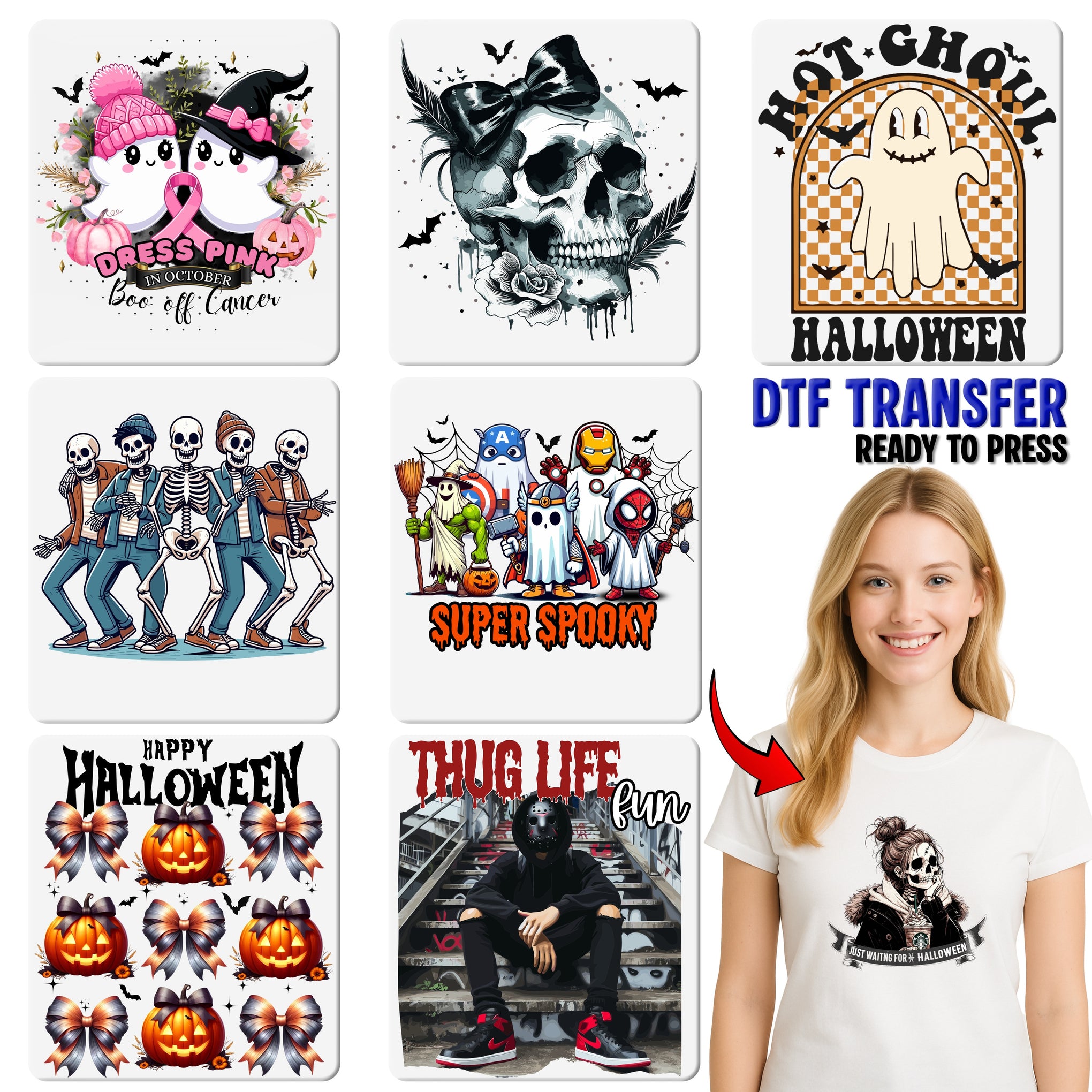 Cute Boujee Halloween DTF Transfer - I Put the BOO in Boujee - Ready To Press Funny Ghost & Pumpkin Iron-On for Fashionable Women Shirt