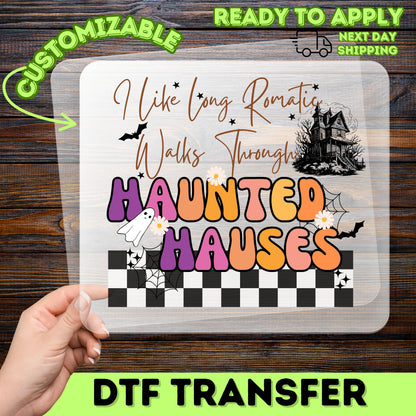 Funny Romantic Halloween Ghost DTF Transfer for Couples Apparel & Ready To Press Iron-On for Haunted House Lovers