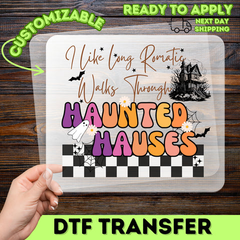 Funny Romantic Halloween Ghost DTF Transfer for Couples Apparel & Ready To Press Iron-On for Haunted House Lovers