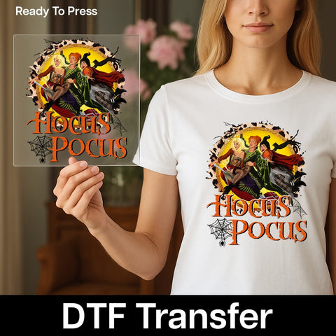 Halloween Witch Trio Funny DTF Transfer Ready To Press Retro Hocus Pocus Shirt for Costume Parties & Friends