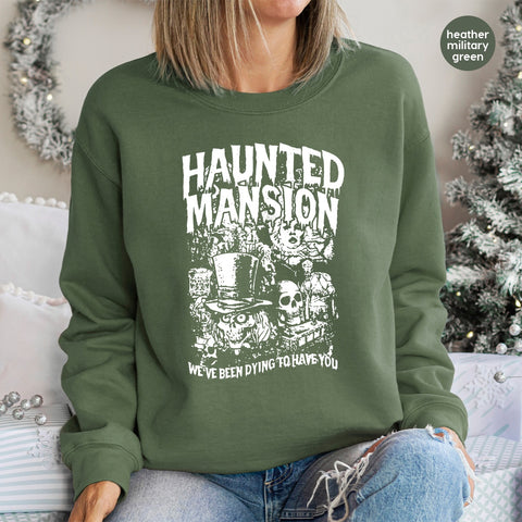 Haunted Mansion Halloween DTF Transfer Iron-On Funny Spooky Shirt Gothic Horror Theme for Halloween Enthusiasts