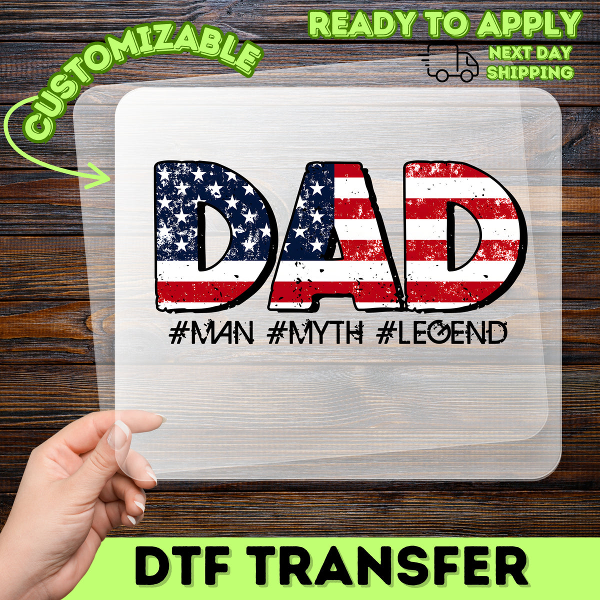 Vintage Patriotic Dad DTF Transfer Iron-On for July 4th & Father's Day Apparel Gift