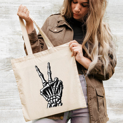 Skeletal Hand Peace Sign Halloween DTF Transfer Ready to Press for Edgy Gothic Shirt or Sweatshirt Alternative Apparel
