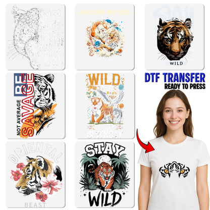 Fierce Tiger DTF Transfer for Wildlife Enthusiasts, Retro Bold Animal King of the Wild t-shirt, Adventure & Team Apparel
