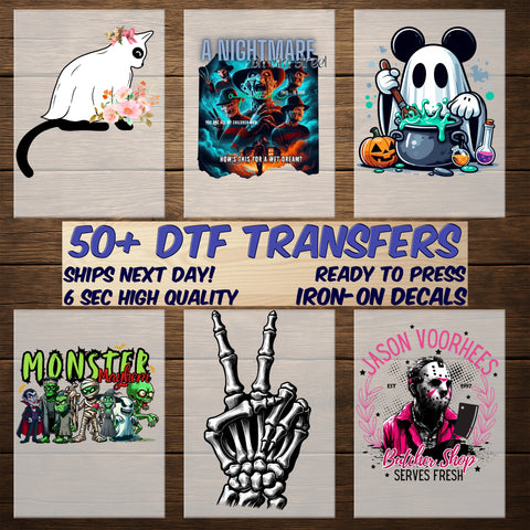 Spooky & Humorous Halloween DTF Transfer for Horror Lovers - Retro Comic Coffee Theme for Shirts & Hoodies