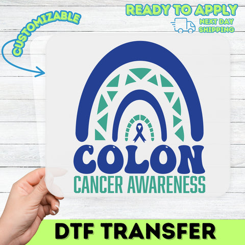 Colon Cancer Awareness Ribbon DTF Transfer for Supporters & Survivors Apparel