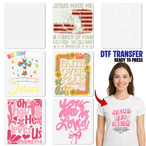 Religious Lion Design Inspirational DTF Transfer Iron On Ready To Press Christian Group Apparel Motivational Faith Tee