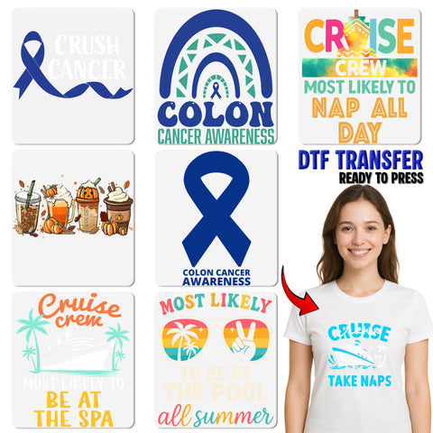 Retro Boho Summer Vibes DTF Transfer - Cute Poolside & Vacation Iron-On Design for T-shirts or Sweatshirts