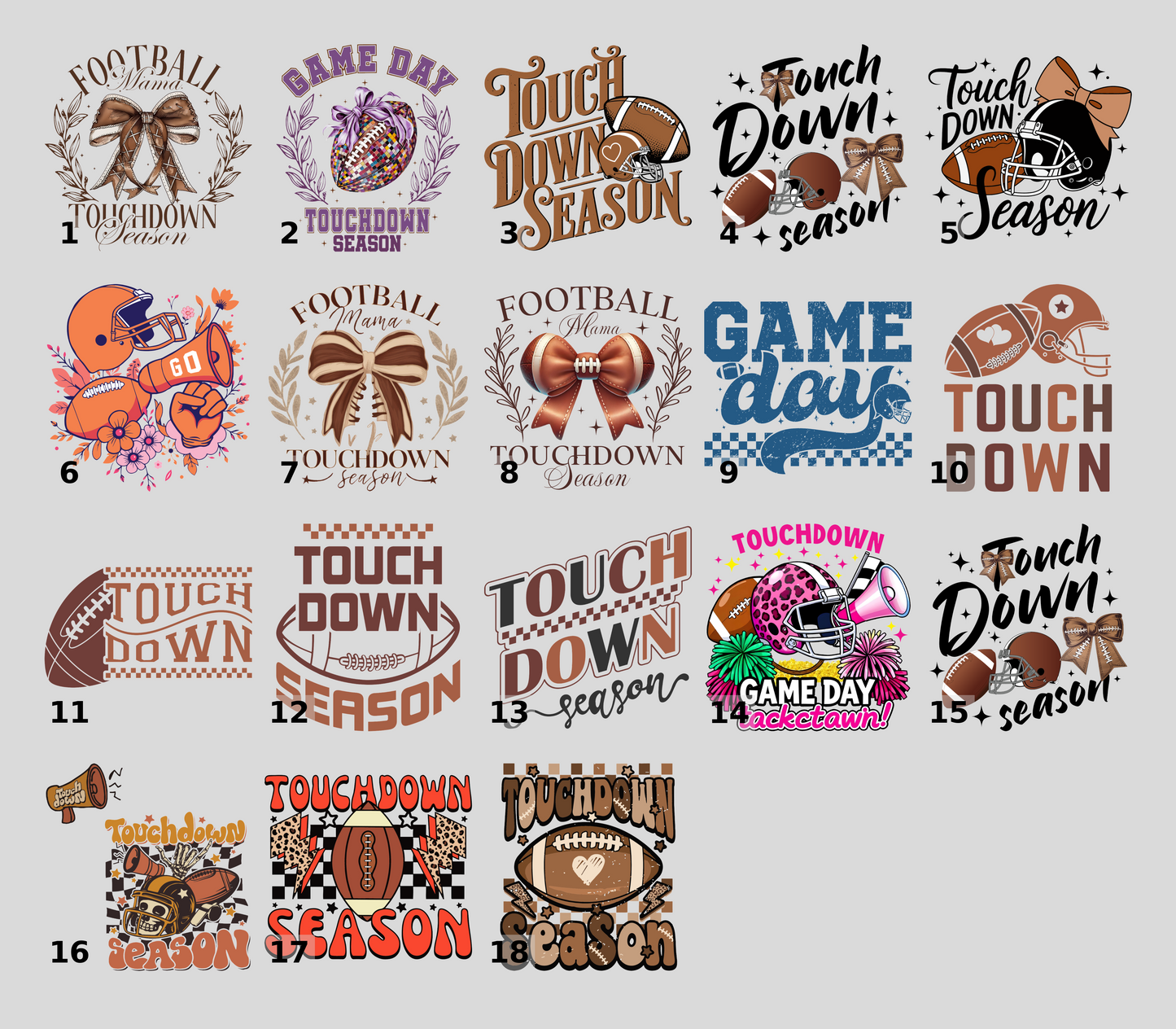 Vintage Football Season DTF Transfer for Game Day | Iron-On Retro Touchdown Shirt Design for Fans & Teams